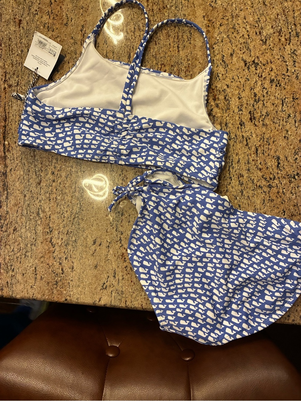Girls Blue Whale-Print Two-Piece Swim Set